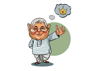 Lalu Daydreaming Of the Crown! cartoons character funny indian political politics sketch sketches toons