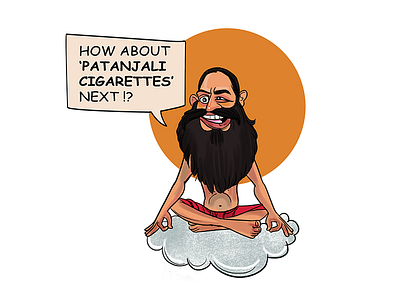 Baba Ramdev thinking of launching Herbal cigars now!! cartoons character funny indian political politics sketch sketches toons