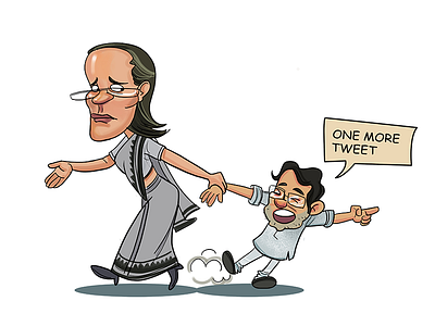 Sonia takes care of Rahul cartoons character funny indian political politics sketch sketches toons
