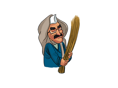 Arvind Kejriwal With Broom aam aadmi broom cartoon cartoons character design funny illustration indian political politics sketch sketches