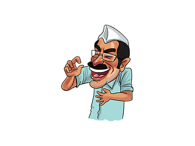 Arvind Kejriwal Sticker Design aam aadmi cartoon cartoons character design funny illustration indian political politics sarkar sketch