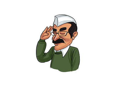 Arvind Kejriwal Salute - Sticker Design aam aadmi cartoon cartoons character design funny illustration indian political politics sarkar sketch