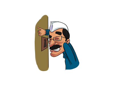 Arvind Kejriwal Knocked Door - Sticker Design aam aadmi cartoons character design funny illustration indian political politics sarkar sketch