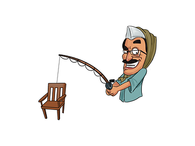 Arvind Kejriwal With Fishing Rod - Sticker Design aam aadmi cartoon chair character fishing rod funny illustration indian political politics sarkar