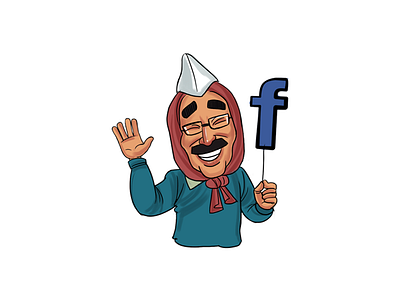 Arvind Kejriwal With Facebook Icon aam aadmi cartoon cartoons character design funny illustration indian political politics sarkar sketch typography