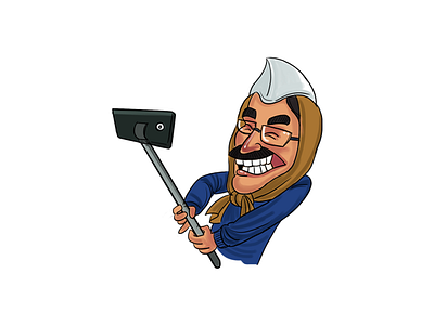 Arvind Kejriwal With Selfie Stick aam aadmi cartoon cartoons character design funny illustration indian political politics sarkar