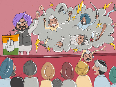 Captain Amarinder Singh Giving Speech For Election caricature cartoons character congress design funny indian political politics sarkar