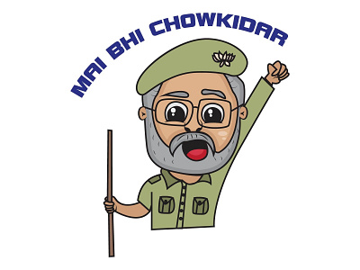 Narendra Modi Sticker Design bjp caricature cartoon character design funny illustration indian modi political politics sarkar