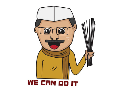 Arvind Kejriwal Sticker Design aam aadmi caricature cartoon character design funny illustration indian political politics sarkar