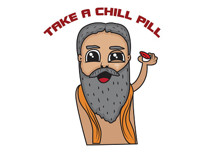 Take A Chill Pill Sticker Design caricature cartoon character design funny illustration indian political politics