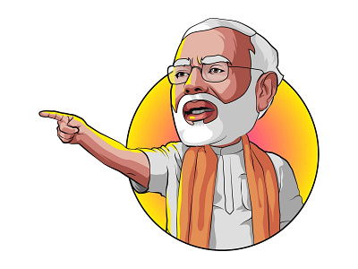 Narendra Modi Giving Speech Sticker Design bjp caricature cartoon character design funny illustration indian modi political politics sarkar vector