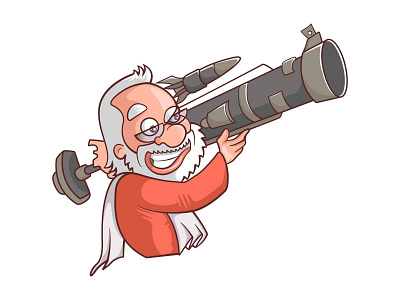 Narendra Modi With Missile - Sticker Design bjp caricature cartoon cartoons character design funny illustration indian modi politics sarkar