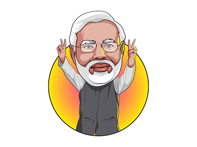 Narendra Modi Sticker Design bjp caricature cartoon character funny illustration indian modi politics sarkar