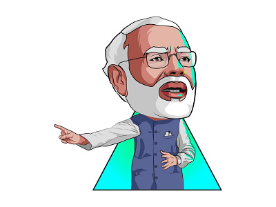 Narendra Modi Sticker Design bjp caricature cartoon character design funny illustration indian modi political politics sarkar vector
