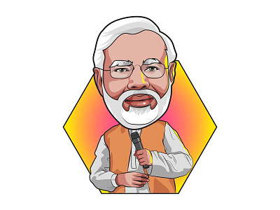 Happy Narendra Modi Sticker bjp caricature cartoon character design funny illustration indian modi political politics sarkar