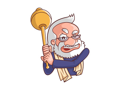 Angry Narendra Modi Sticker Design caricature cartoon character design funny illustration indian modi political politics sarkar sketch