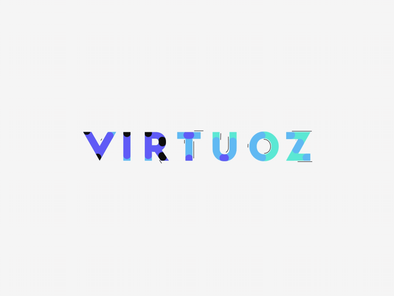 Logo animation VIRTUOZ 2d animation after effect animated gif animation art brand logo logo animation minimal logo