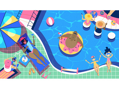 Pool Party ai art design flat flatdesign illustration illustrator line pool summer vector