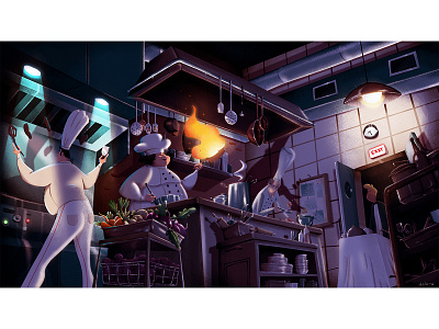 Kitchen artwork background cartoon characterdesign conceptart design digitalart environment illustration illustration art visualdevelopment