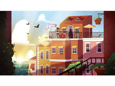 Sunny view animation art artwork background cartoon character characterdesign city conceptart design digitalart drawing environment girl illustration landscape painting street sun visualdevelopment