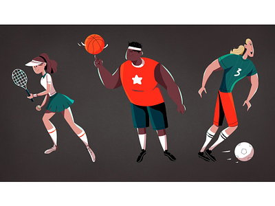 Character Design animation art artwork basketball character characterdesign characters conceptart design digitalart drawing football illustration sport tennis visualdevelopment