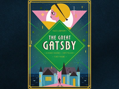 The Great Gatsby Poster Design art artwork design flat designs flatdesign graphic graphic design illustration movie poster poster a day poster art poster design posterdesign print the great gatsby thypography vector