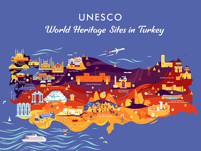 Turkish Airlines UNESCO World Heritage Sites in Turkey animation art artwork design digitalart drawing flat flatdesign graphic illustration motion motiondesign vector