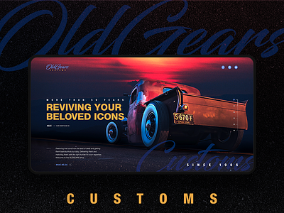 OldGears | Web Design Concept ce.craft classic car graphic design muscle car retro screens ui ux web vintage web design website website design