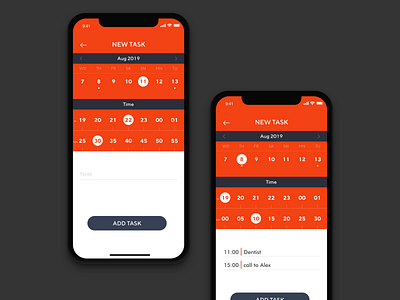 Mobile diary app calendar design diary doggyjobby dribbble graphic design iphone app iphonex minimal orange task task management task manager ui ux vector