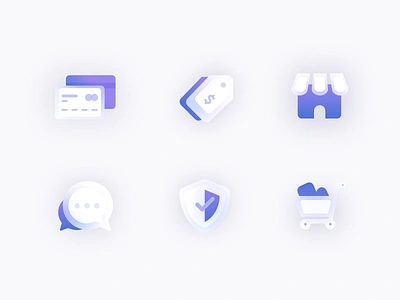 Glassmorphism - Online Shopping Icons blur clean e commerce glassmorphism gradient gradient logo graphic design icon icon set iconography icons minimal symbolism ui uidesign user interface vector