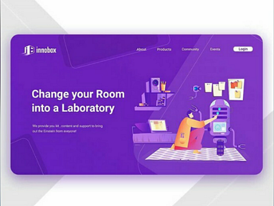 Landing page Design | Innobox bots community drone e commerce electronics flat illustration illustration landing page purple robots ui ui design