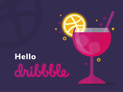 Hello Dribbble - Illustration alcohol cocktail design dribbble drink food hello hello dribbble hello dribble illustration minimal minimal illustration vector
