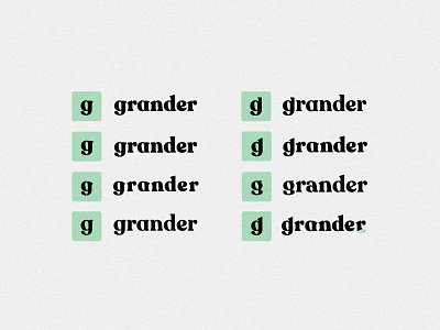 Grander Rebrand | Primary Logo Iterations grander graphic design green iterations logo logo design process text logo
