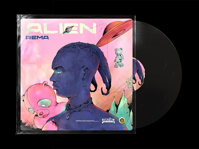 Rema alien cover album artwork alien david ofiare digital painting naija nigeria rema song art vinyl