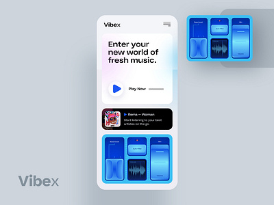 Vibex music vibe concept adobe xd ai david ofiare glassmorphism immersive landing page music music player neumorphism nigeria skeuomorphism ui design