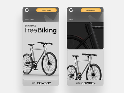 Cowboy Biking Concept Mobile bicycle cycling david ofiare landing page mobile view product design ui ui design uiux uk