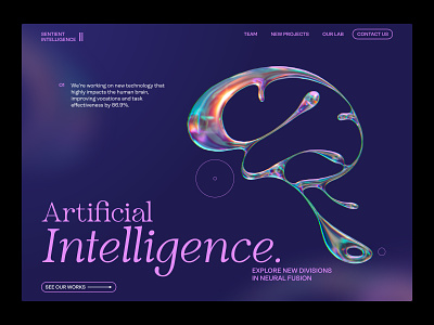 Sentient Intelligence (AI) 3d artificial intelligence brain david ofiare glass landing page neural type uiux uk usa user interface web design website