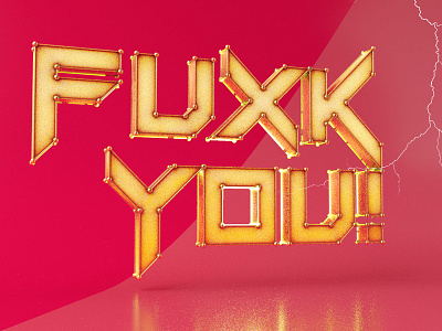 Fuxk You Text Finesse arnold render arnoldrender calligram cinema 4d gold modeling motext nigeria render