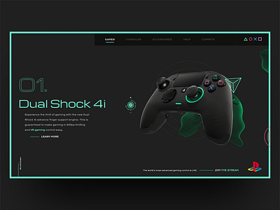 Dual Shock 4i Playstation Landing Page Desktop css and js david ofiare desktop design gaming graphicdesign landing page naija nigeria pad ui ux webdesign webgl