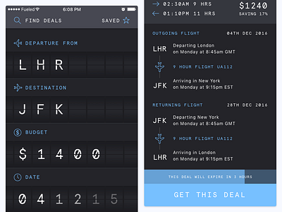 Flight search & result concept ios ui