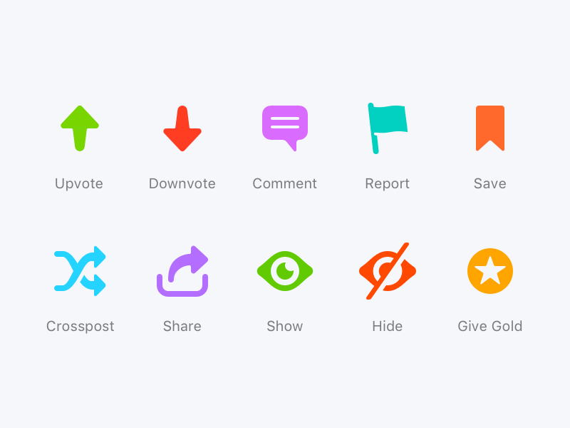Interaction comment downvote hide icons reddit report save show upvote