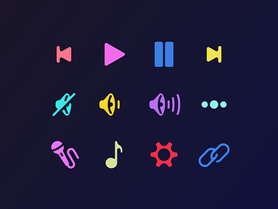music icons icon icons link microphone pause play settings song volume
