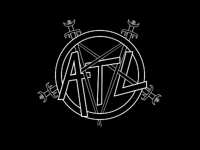 Slay ATL 80s atl atlanta evil logo metal pentagram rock satanic slayer swords