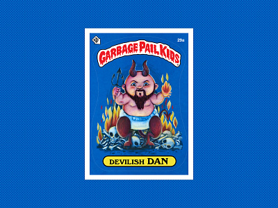 Devlish Dan 80s bones cards collector devil flames garbage pail kids gpk illustration monsters nerd pitchfork