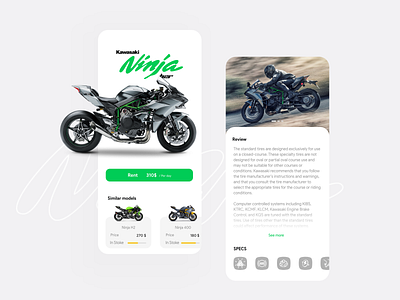 Motorcycle online shopping concept app bike bike shop design kawasaki minimal ninja ui ux