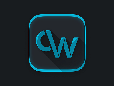 Cwiker App Icon blue dark flat icon ios logo long shadow