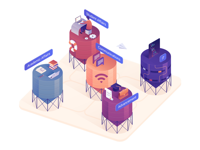 Silos Illustration vector tech laptop study learn alumni communication it education student isometric silos