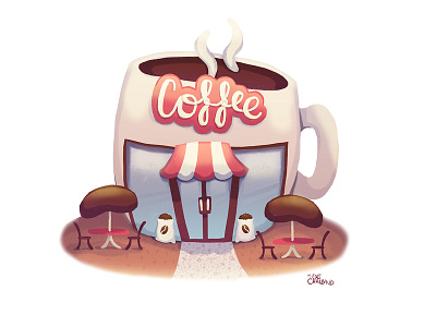 Coffee Place architechture coffee place enviroment icon illustration