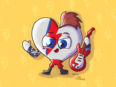 Bowie's Heart! animation bowie character design childrens book illustration david bowie digital art drawing heart character heart icon illustration rock and roll rock band