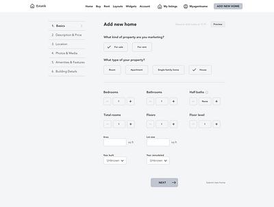 New listing wireframe admin design realestate tools ui ux web webapp wireframe wireframing